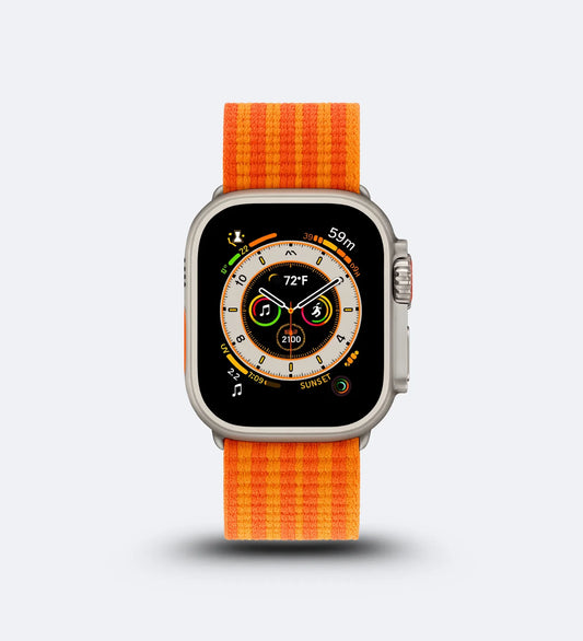 Parachute-Buckle Striped Nylon Apple Watch Band - Orange - Creslia