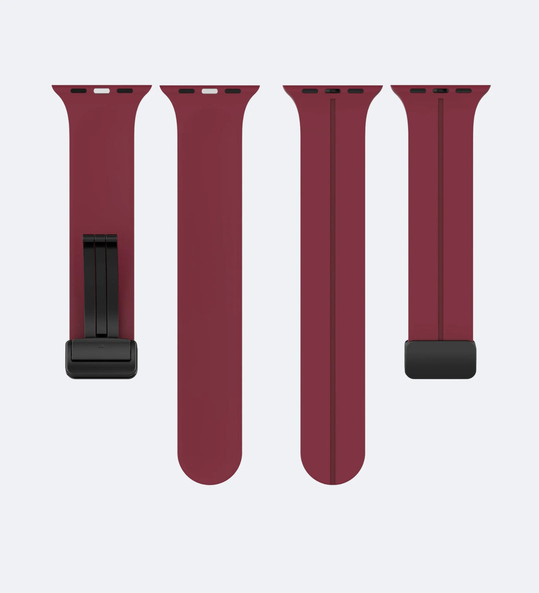 Silicone Magnetic Buckle Apple Watch Band - Wine Red