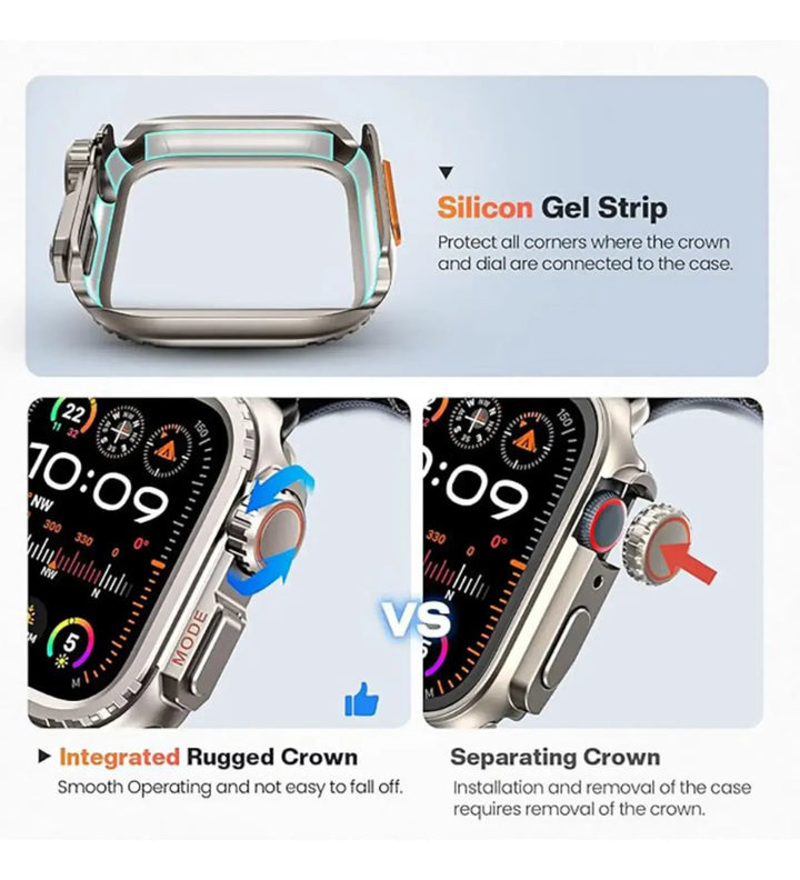 Apple Watch Ultra Converter Case Cover – Instantly Transform 44/45/46mm into Ultra Look - Natural Titanium - Creslia