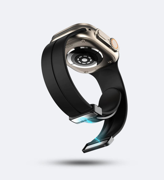 Creslia Silicone Magnetic Buckle Apple Watch Band – Black - overall view