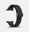 Creslia Silicone Magnetic Buckle Apple Watch Band – Black - only strap back view
