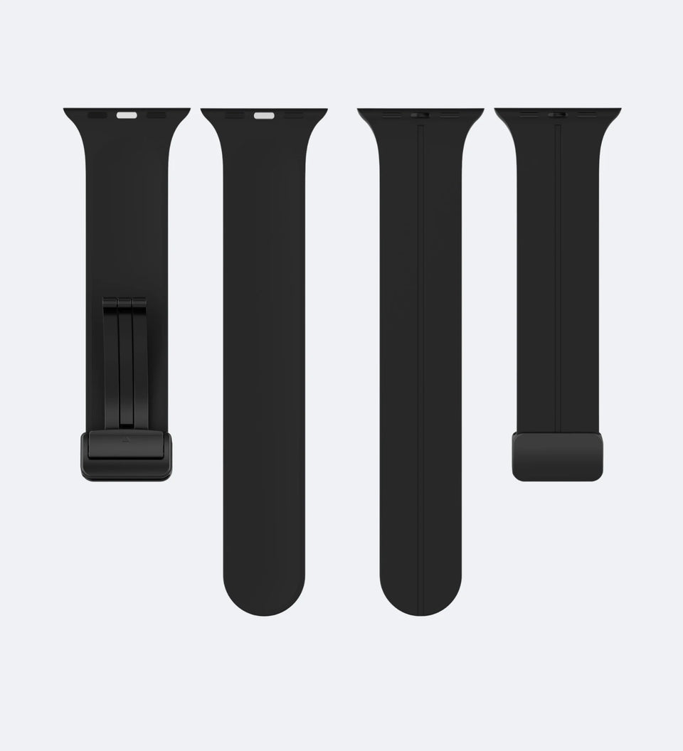 Creslia Silicone Magnetic Buckle Apple Watch Band – Black - all strap sizes