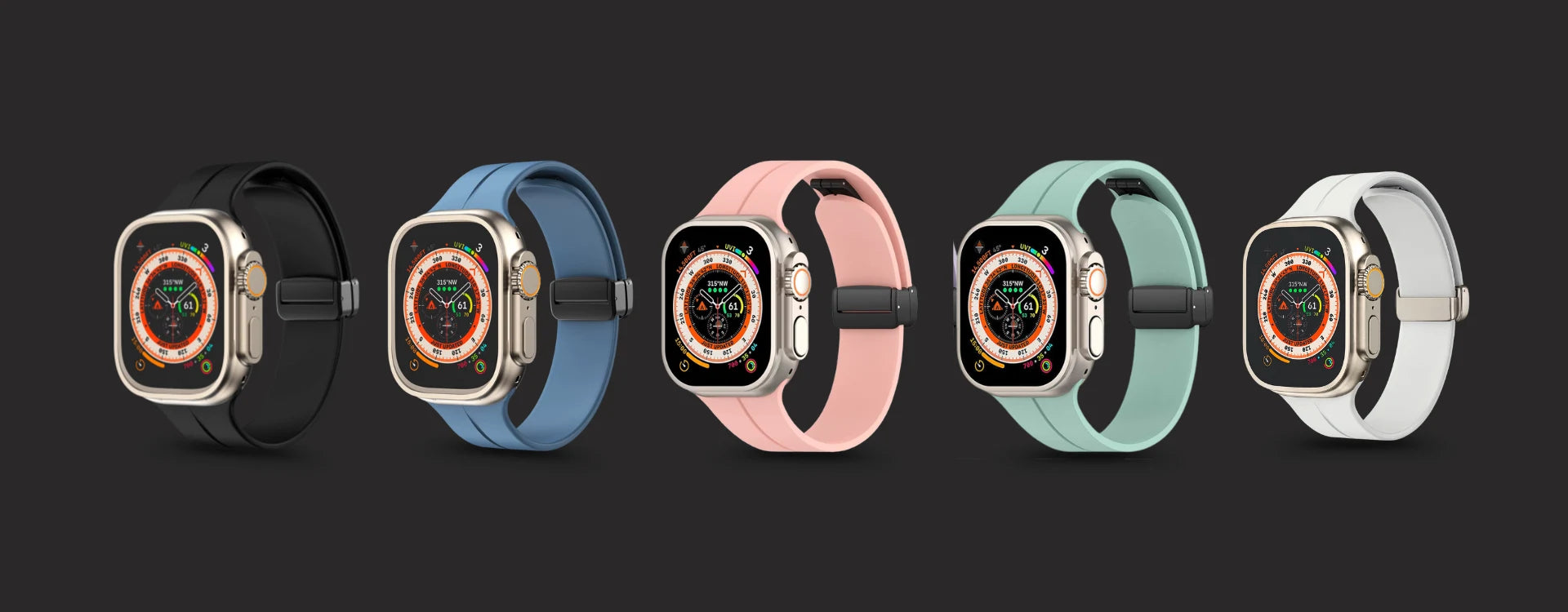 Silicone Magnetic Buckle Apple Watch Band – Blue