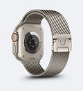 Stainless_Steel_Mesh Apple Watch Band - Magnetic Parachute-Buckle - Desert Titanium - Creslia