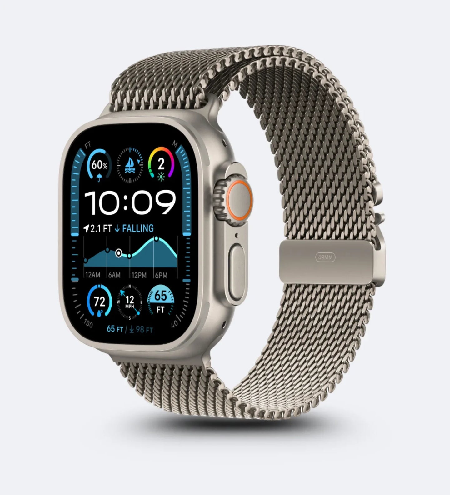 Creslia stainless steel mesh Apple Watch band in desert titanium with a magnetic buckle