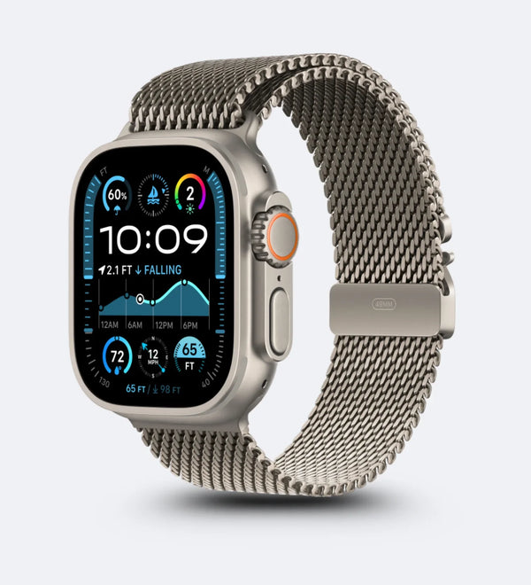 Stainless Steel Mesh Apple Watch Band - Magnetic Parachute-Buckle - Desert Titanium - Creslia