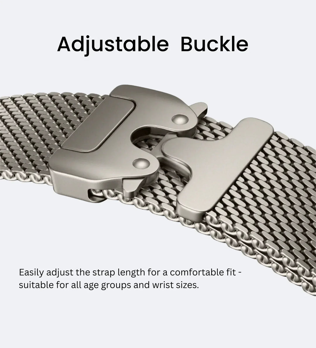 Stainless_Steel_Mesh Apple Watch Band - Magnetic Parachute-Buckle - Black Titanium - Creslia