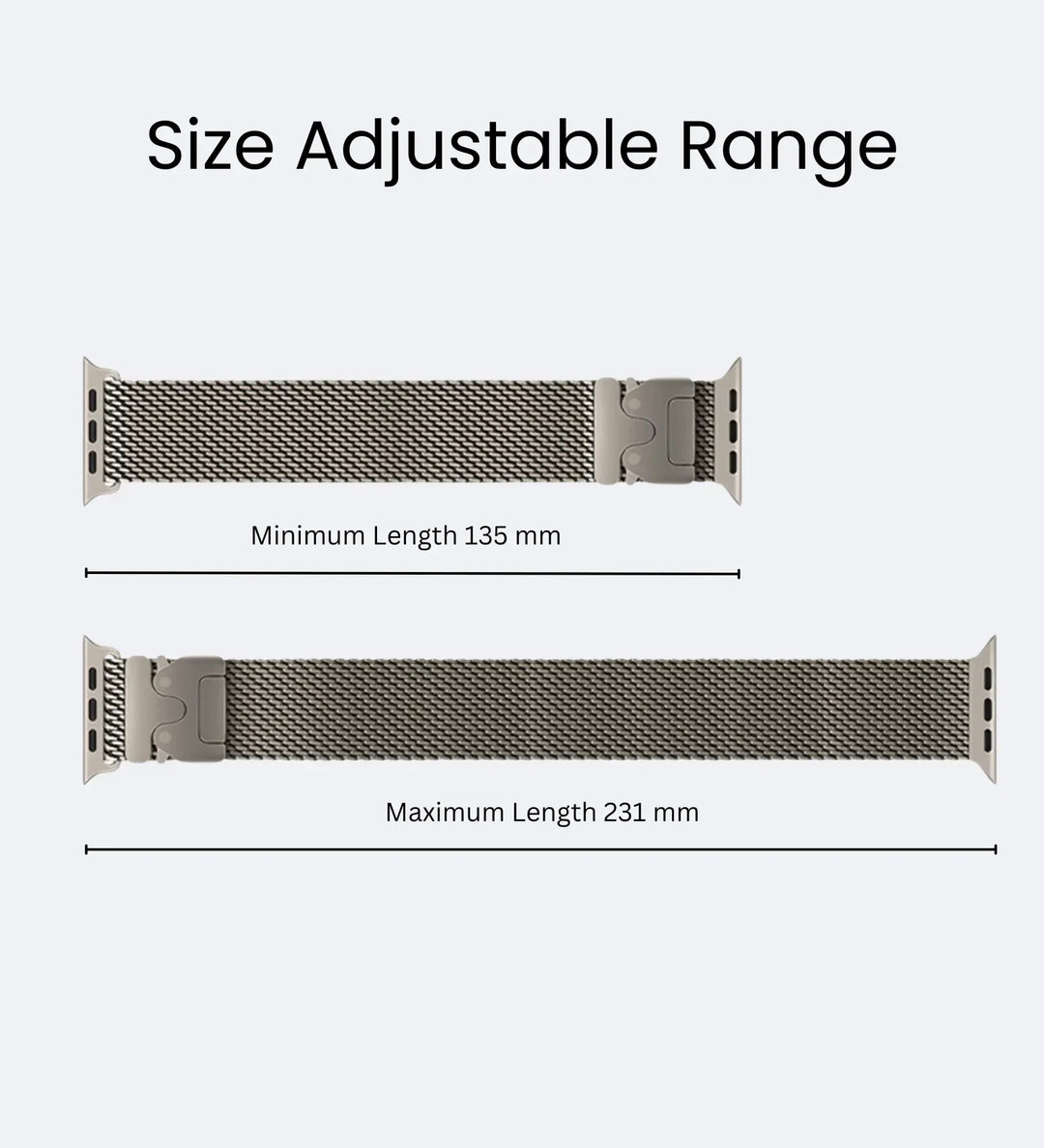 Stainless_Steel_Mesh Apple Watch Band - Magnetic Parachute-Buckle - Black Titanium - Creslia