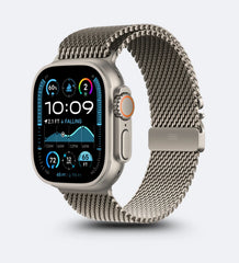 Stainless_Steel_Mesh Apple Watch Band - Magnetic Parachute-Buckle - Dessert Titanium - Creslia