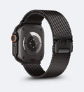 Stainless_Steel_Mesh Apple Watch Band - Magnetic Parachute-Buckle - Black Titanium - Creslia