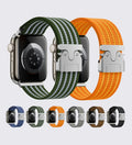 Parachute-Buckle Striped Nylon Apple Watch Band – Blue - Creslia