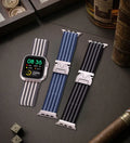 Parachute-Buckle Striped Nylon Apple Watch Band – Blue - Creslia