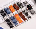 Parachute-Buckle Striped Nylon Apple Watch Band – Olive Green - Creslia