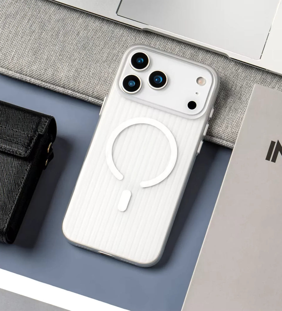 Corrugated Hybrid MagSafe Case Cover for iPhone - White - Creslia