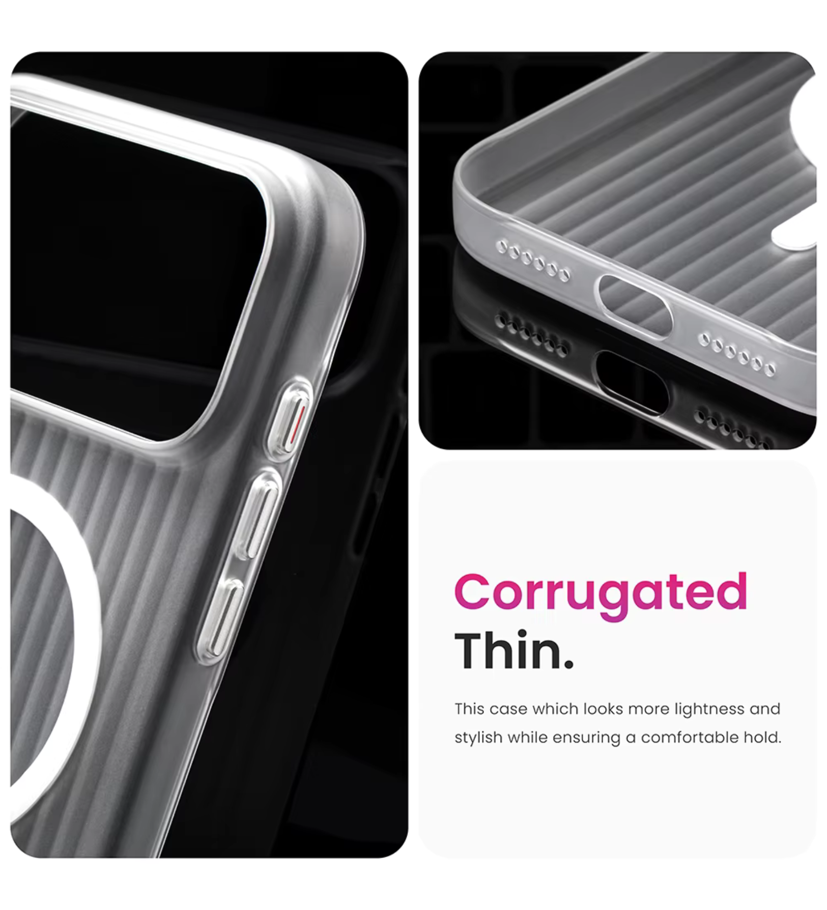 Corrugated Hybrid MagSafe Case for iPhone - Black