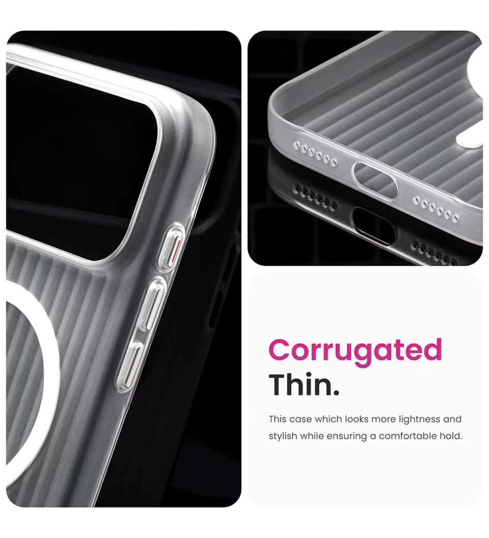 Corrugated Hybrid MagSafe Case for iPhone - Black - Creslia