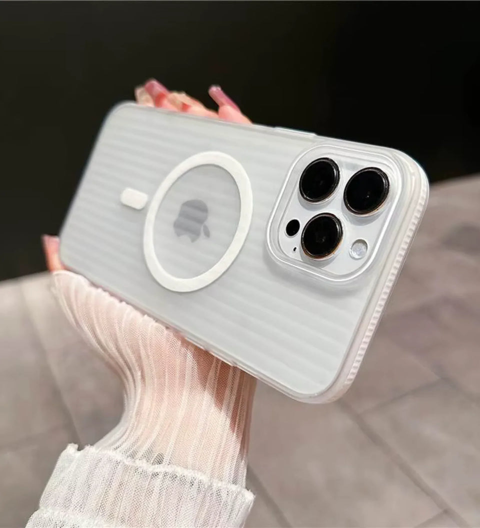 Corrugated Hybrid MagSafe Case Cover for iPhone - White - Creslia