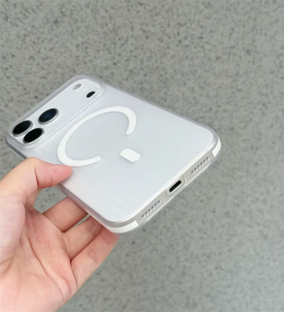 Corrugated Hybrid MagSafe Case Cover for iPhone - White - Creslia
