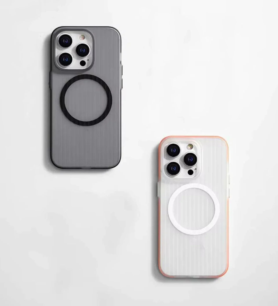 Corrugated Hybrid MagSafe Case Cover for iPhone - White - Creslia