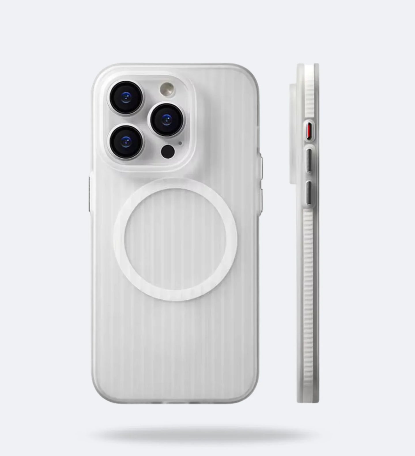 Creslia Corrugated Hybrid MagSafe iPhone case in white with a textured grip finish