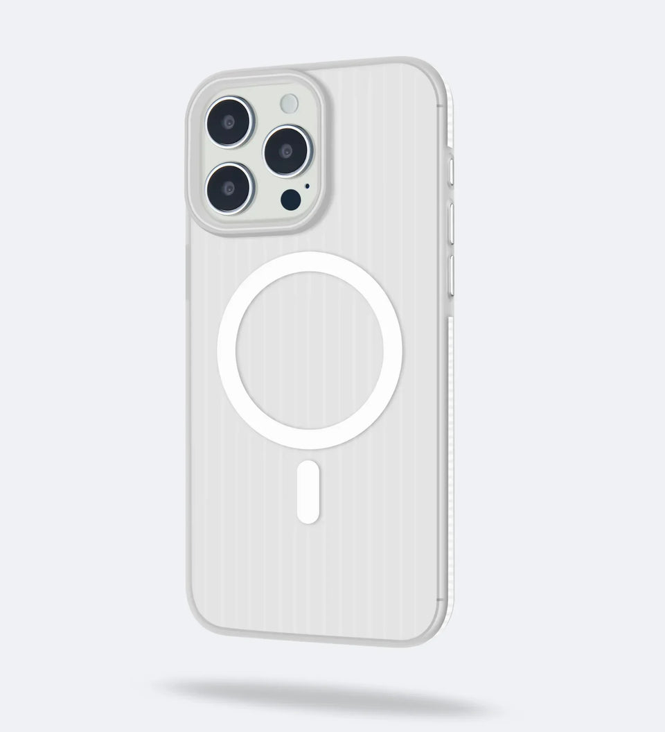 Corrugated Hybrid MagSafe Case Cover for iPhone - White - Creslia
