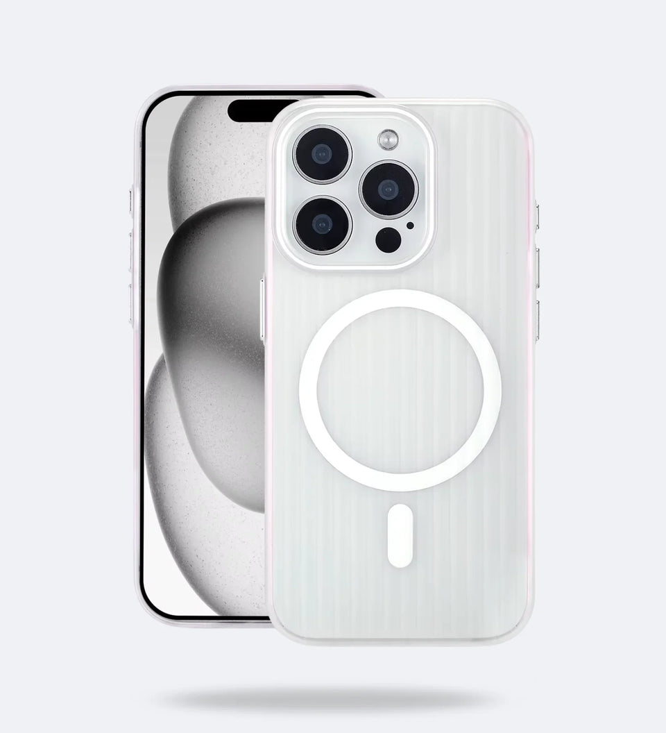 Corrugated Hybrid MagSafe Case Cover for iPhone - White - Creslia