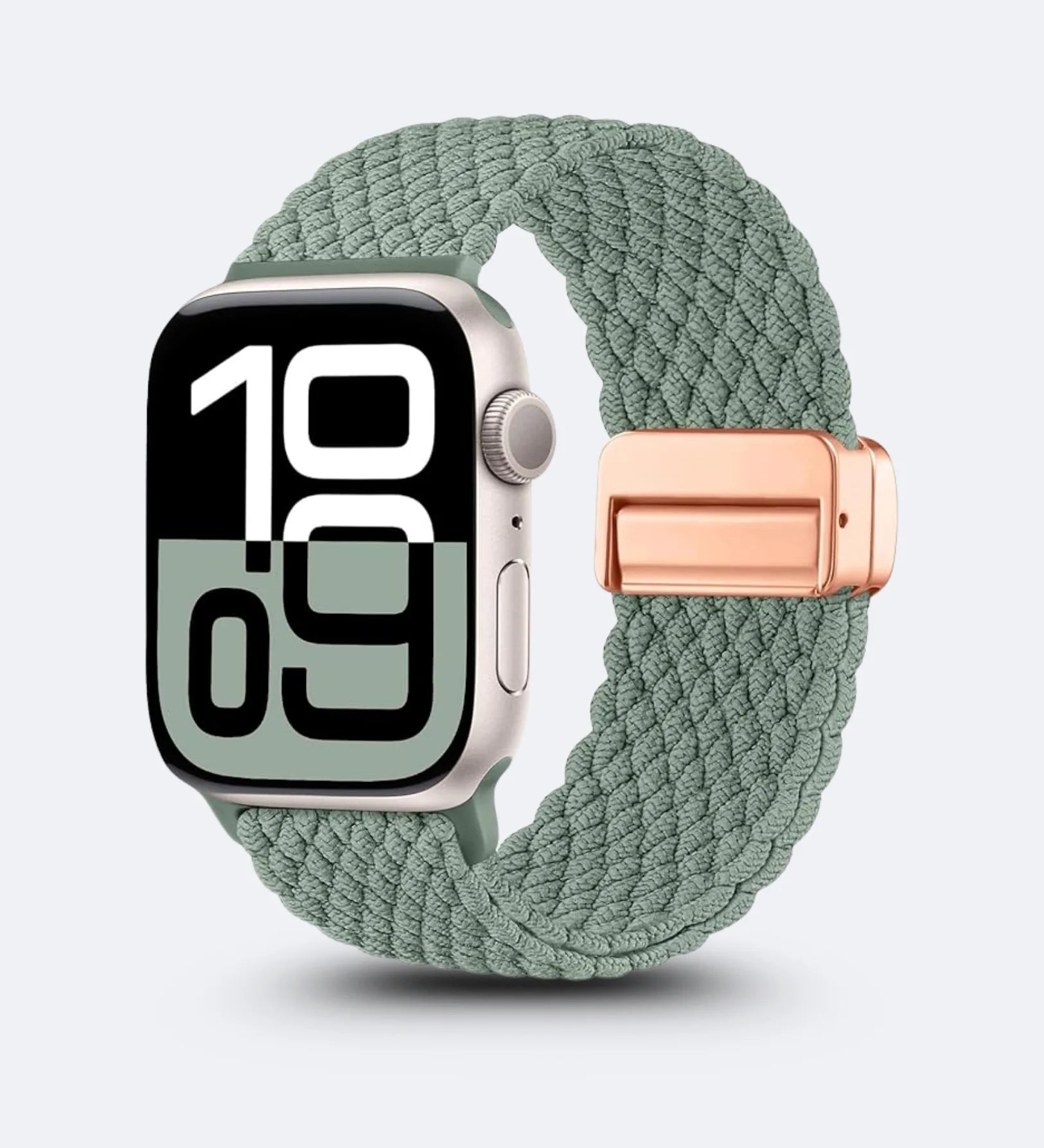 Magnetic Buckle Braided Loop Band for Apple Watch - Green Nylon Strap