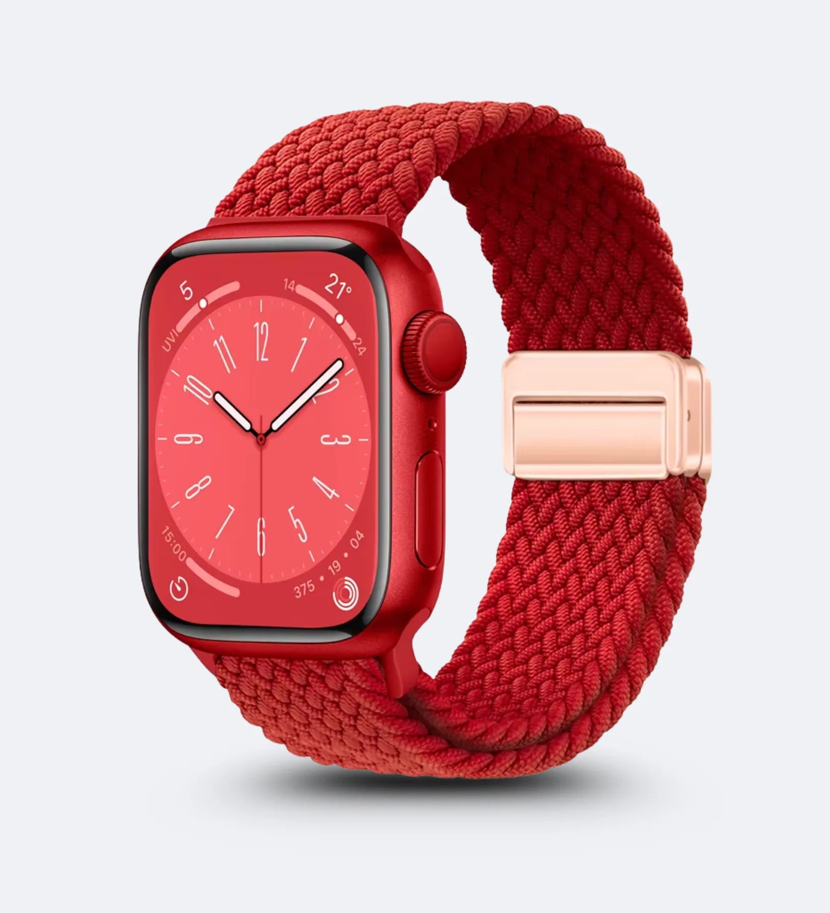 Magnetic Buckle Braided Loop Band for Apple Watch - Red Nylon Strap