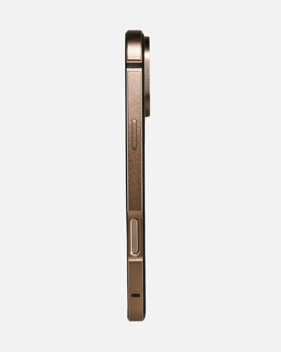 Aluminum Alloy Bezel MagSafe Case for iPhone 16 Pro / Pro Max – Transparent Back (Desert Titanium) - Creslia