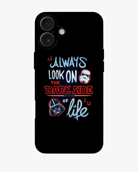 Glossy printed phone case with 'Always Look on the Dark Side of Life' quote and iconic helmet graphics for various smartphones.