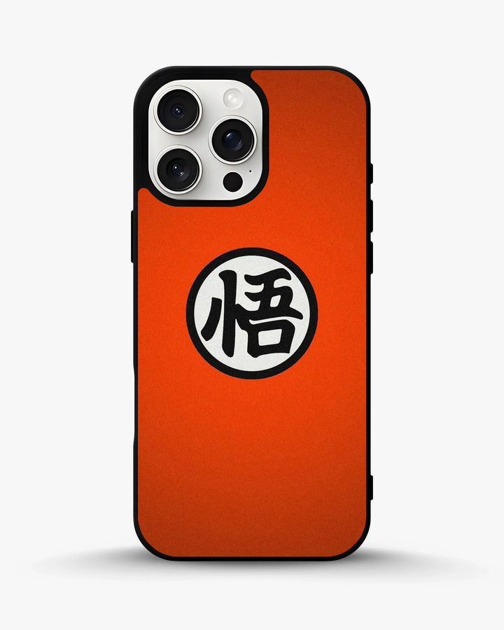 Anime warrior awakening kanji orange phone case - iPhone 15 Pro Max back view general