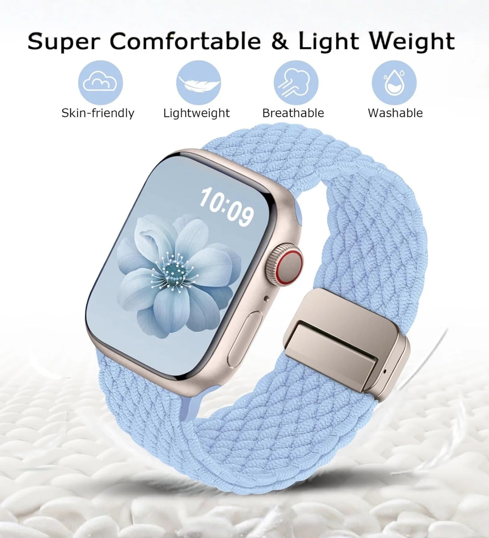 Magnetic Buckle Braided Loop Band for Apple Watch - Blue Nylon Strap