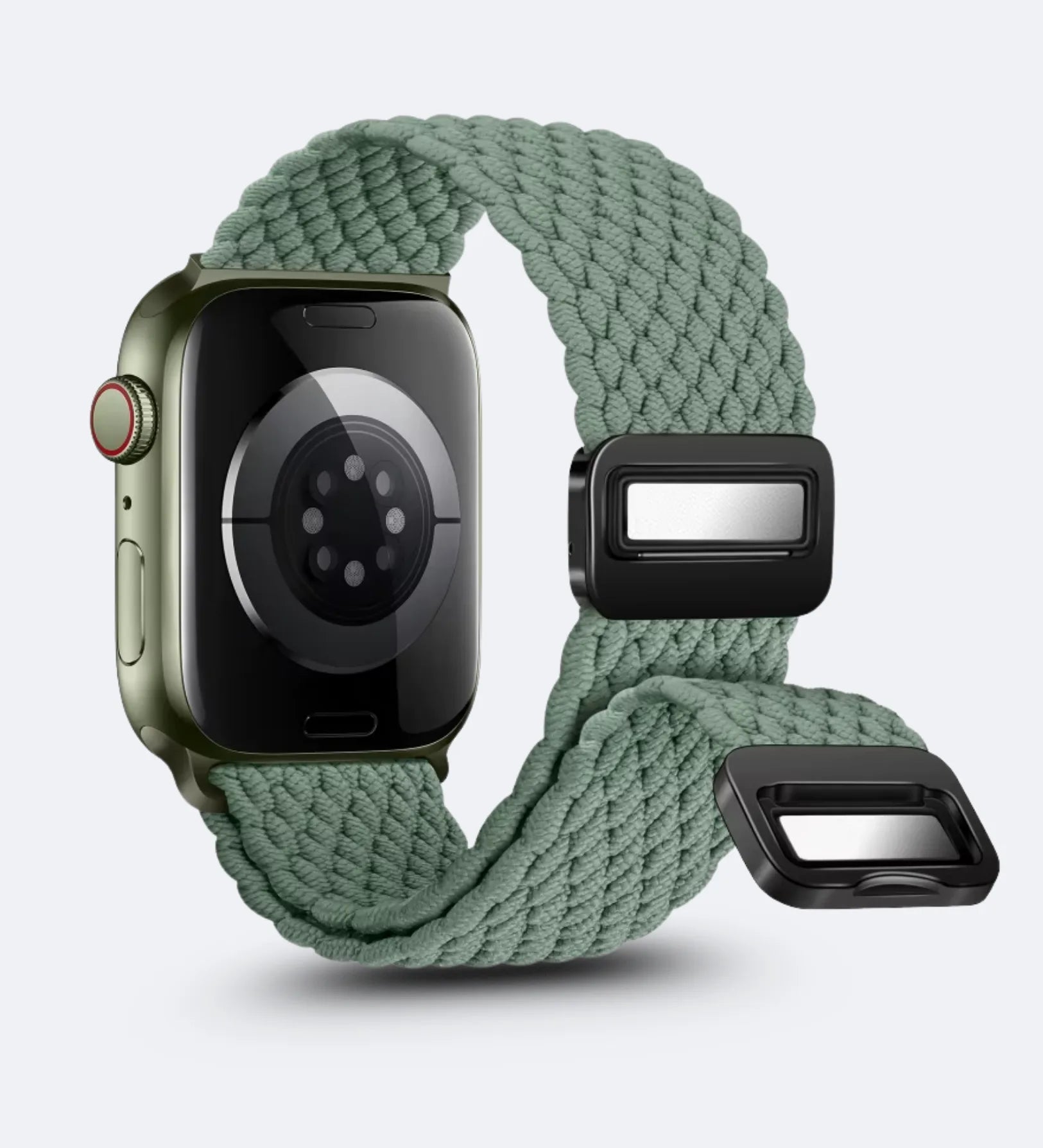 Magnetic Buckle Braided Loop Band for Apple Watch - Green Nylon Strap