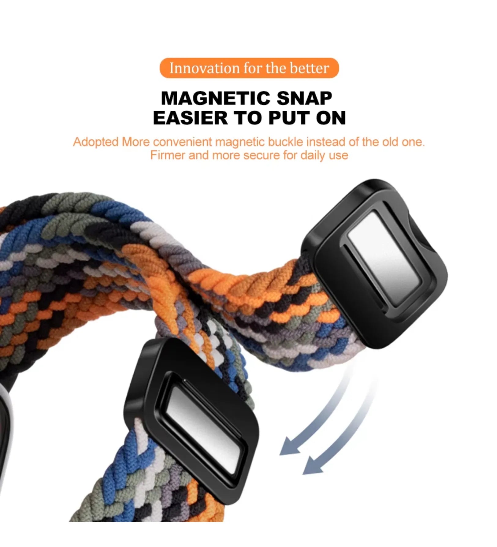 Magnetic Buckle Braided Loop Band for Apple Watch - Multicolor Nylon Strap
