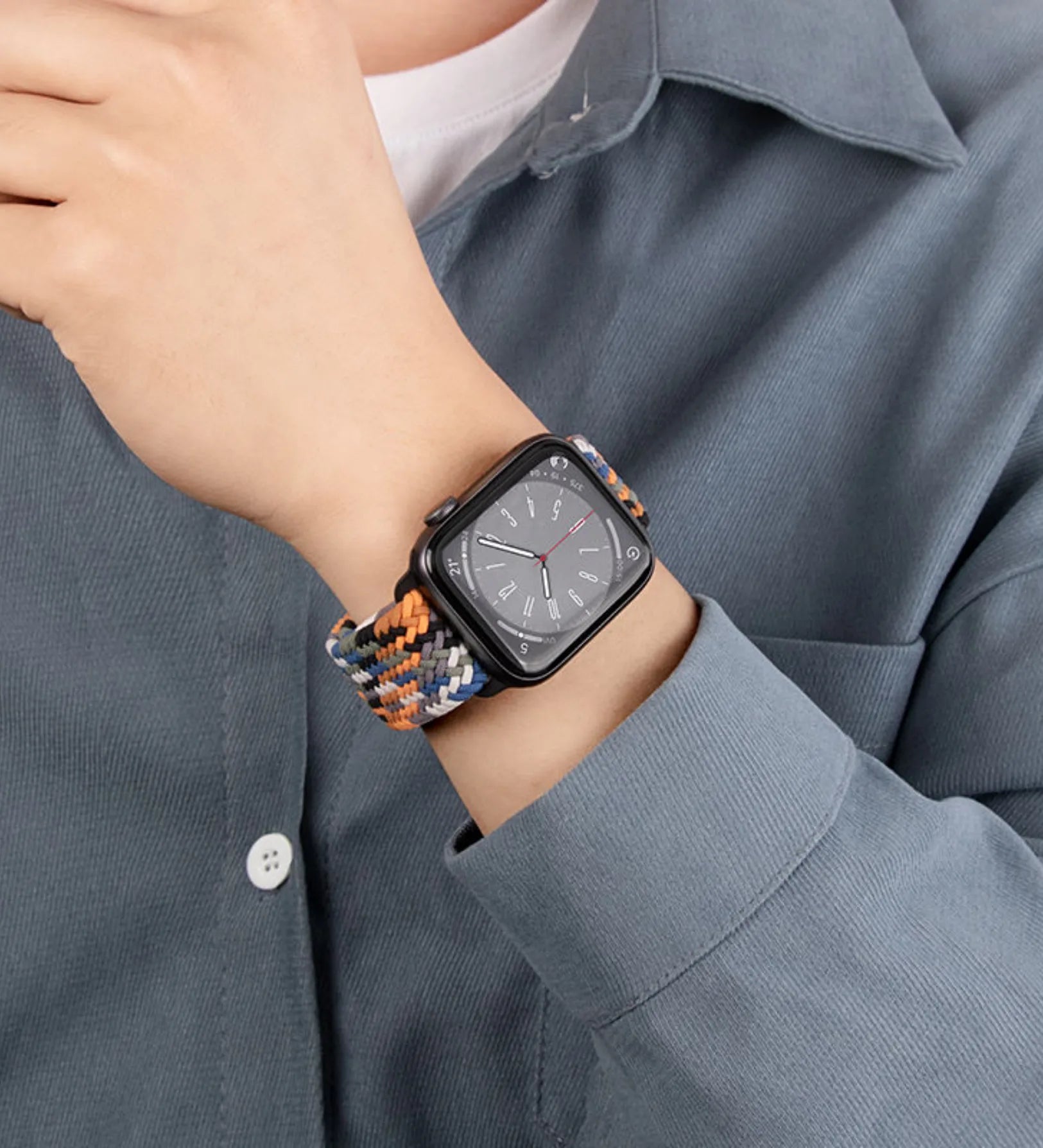 Magnetic Buckle Braided Loop Band for Apple Watch - Multicolor Nylon Strap