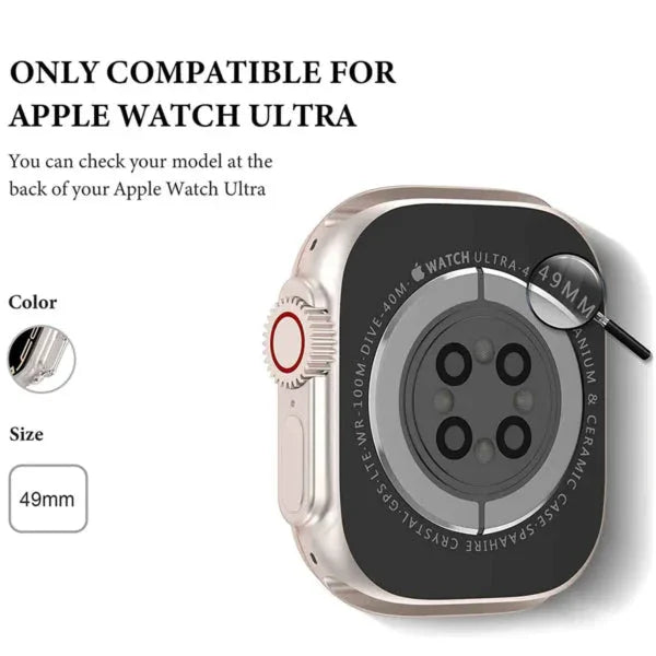 Clear Hybrid Bumper Case for Apple Watch Ultra 49mm – Shockproof Transparent Cover - Creslia