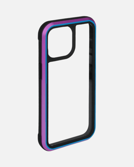 Ares Aurora Aluminum iPhone Case showcasing a sleek design with an iridescent finish and military-grade protection.