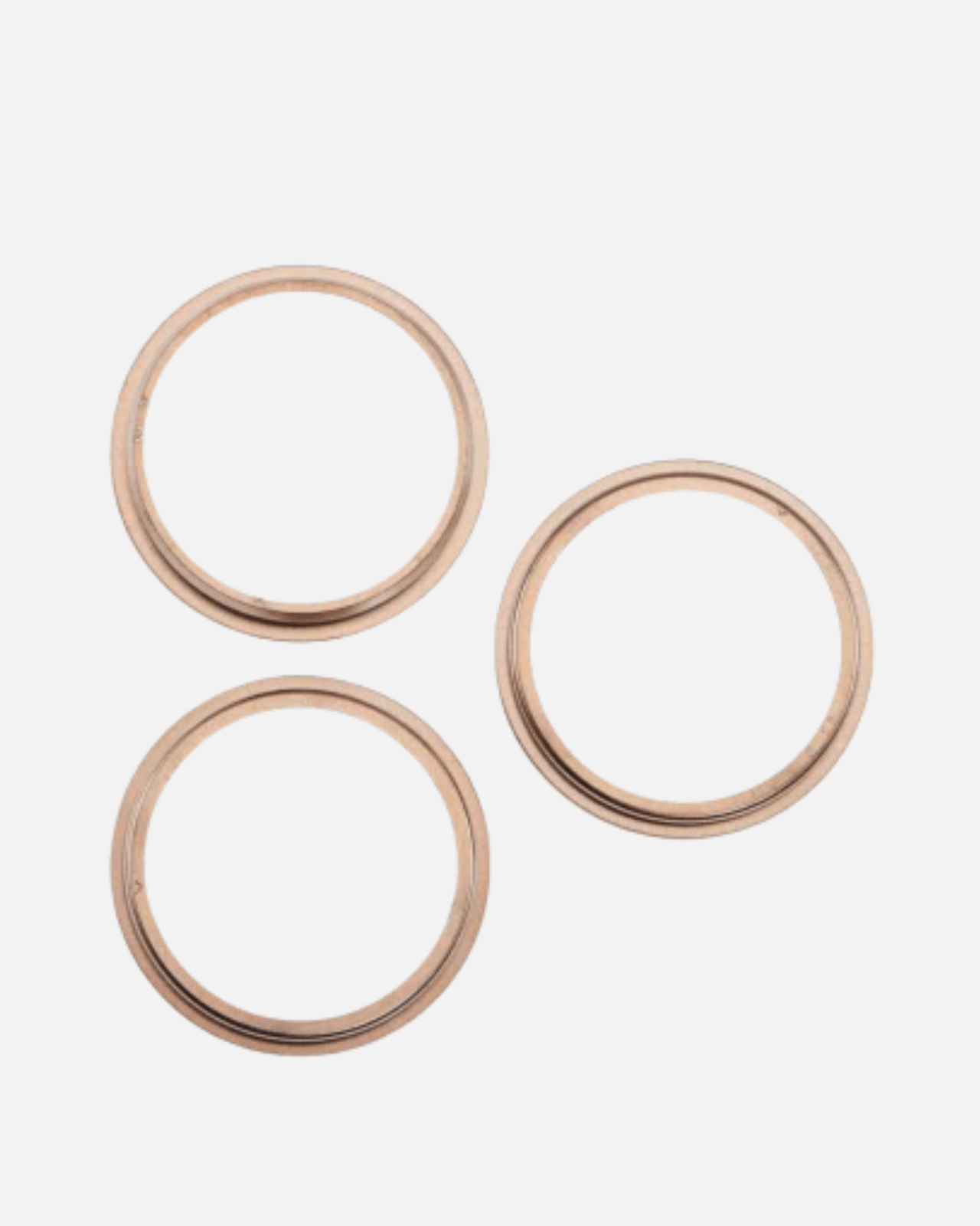 3-pack of Desert Titanium back camera lens bezel rings for iPhone 16 Pro and Pro Max, high-quality aluminum alloy.