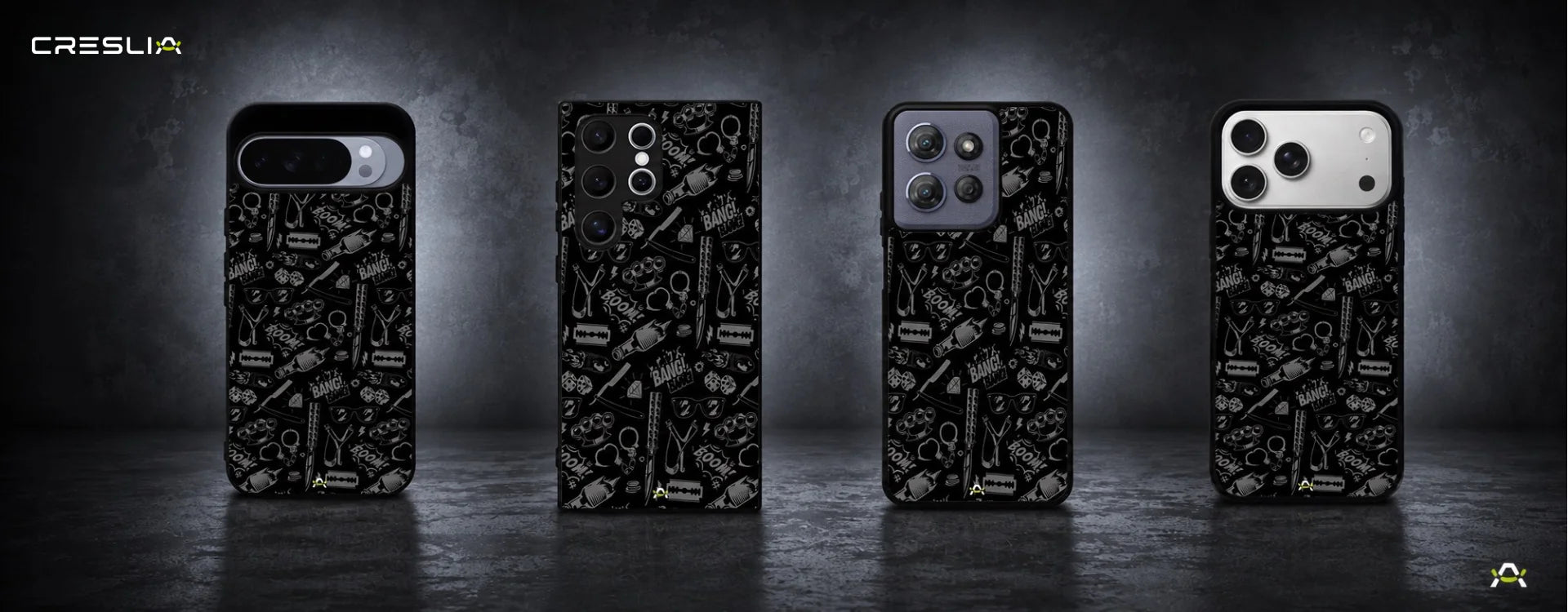 Creslia black art phone case - black art phone case desktop banner