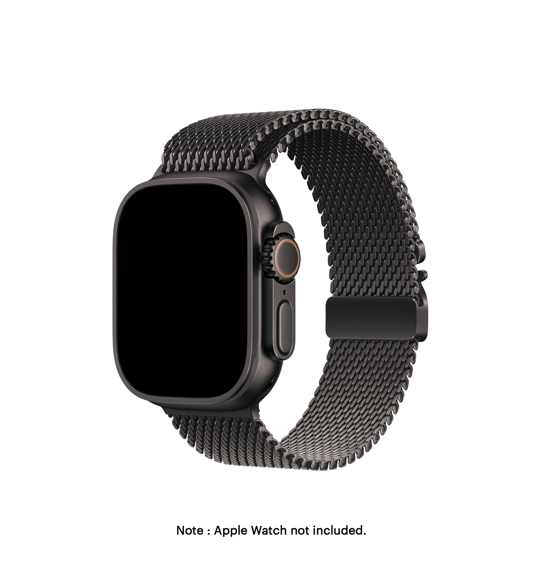 Black Milanese Loop 2.0 Apple Watch Band showcasing a snug and secure fit, ideal for everyday wear.