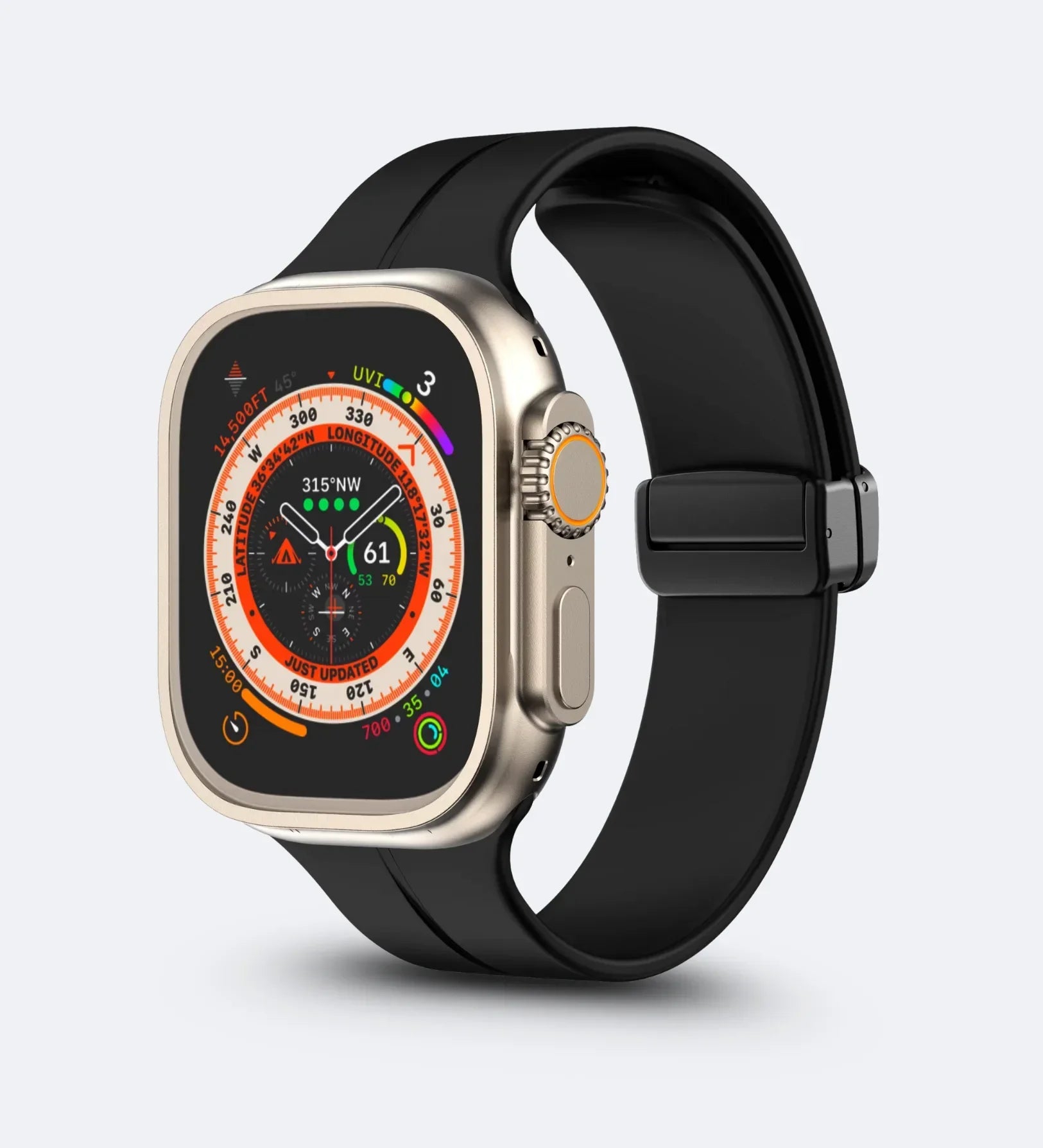 Silicone Magnetic Buckle Apple Watch Band – Black - Creslia