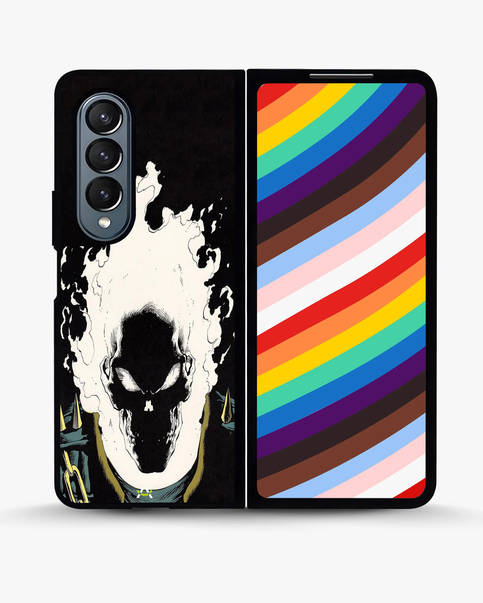 Creslia blazing comic skull phone case - blazing comic skull phone case samsung galaxy z fold 4