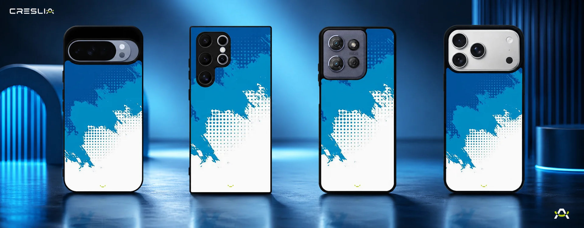 Creslia blue brush strokes phone case - blue brush strokes phone case desktop banner