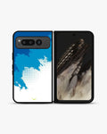 Creslia blue brush strokes phone case - blue brush strokes phone case google pixel fold