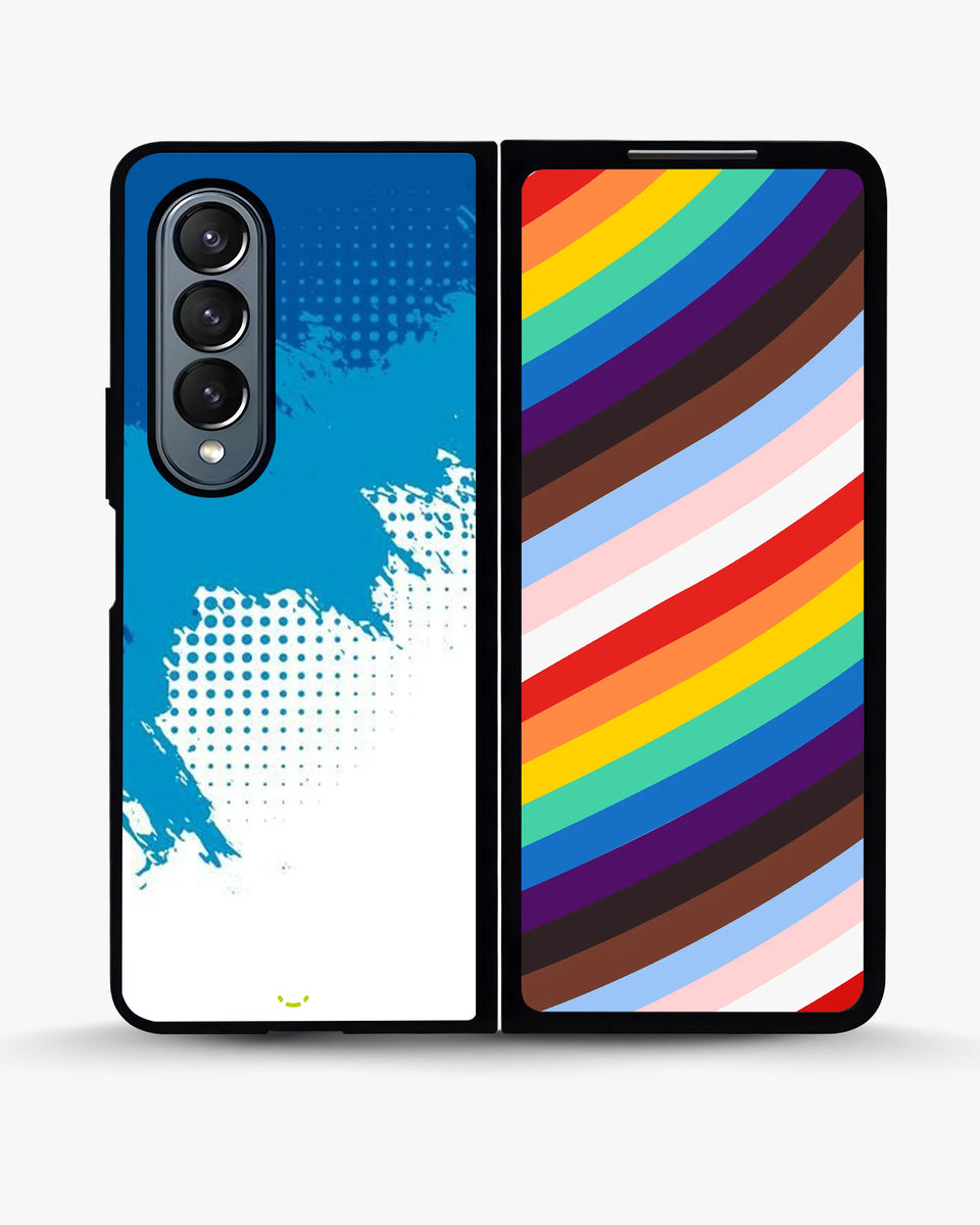 Creslia blue brush strokes phone case - blue brush strokes phone case samsung galaxy z fold 4