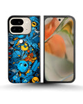 Creslia blue doodle art phone case - blue doodle art phone case google pixel 9 pro fold