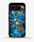 Creslia blue doodle art phone case - blue doodle art phone case google pixel 9 pro xl