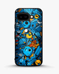 Creslia blue doodle art phone case - blue doodle art phone case google pixel 9a