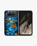 Creslia blue doodle art phone case - blue doodle art phone case google pixel fold