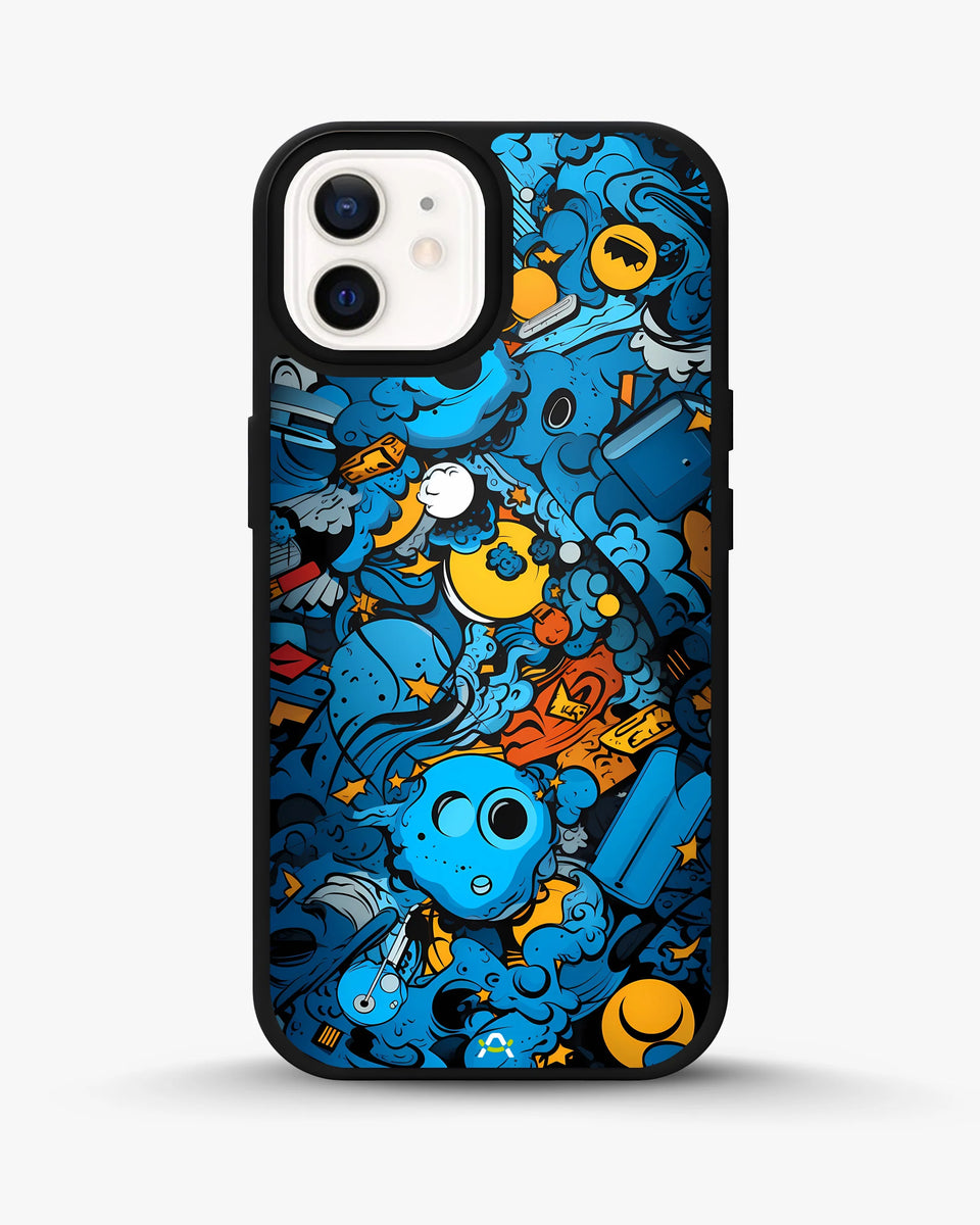 Creslia blue doodle art phone case - blue doodle art phone case iphone 12